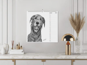 Väggkalender 2023 - 12 handritade hundporträtt