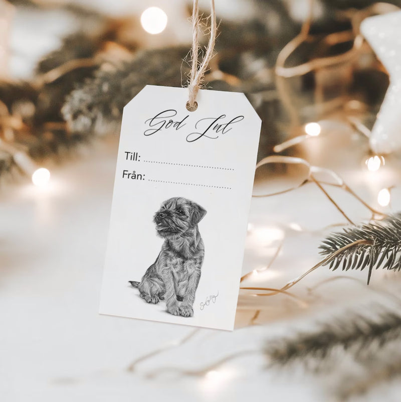 Juletikett - Borderterrier