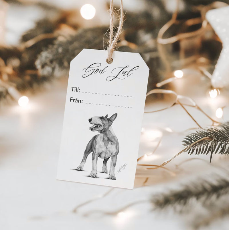 Juletikett - Bullterrier