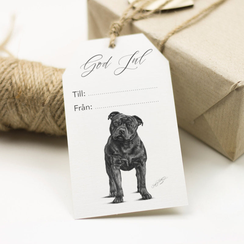 Juletikett - Staffordshire Bullterrier